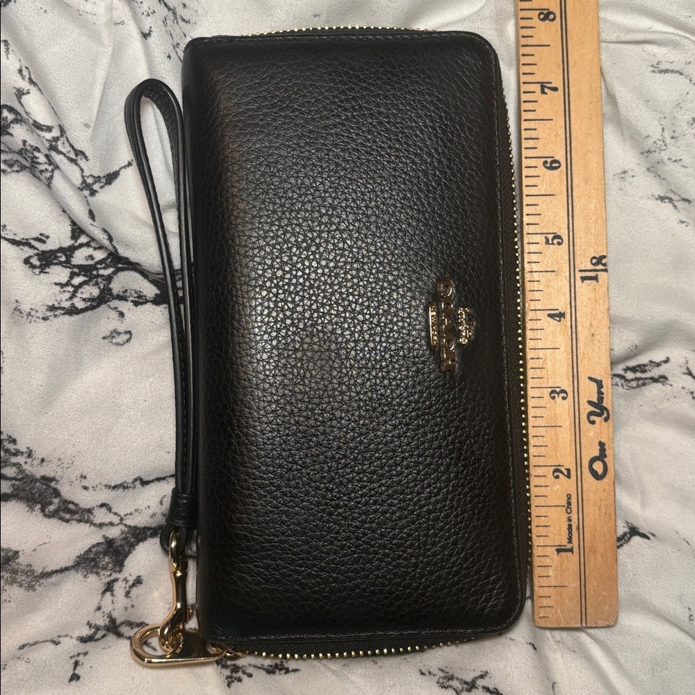Coach Black Leather Wallet with Gold Accents - Picture 3 of 10